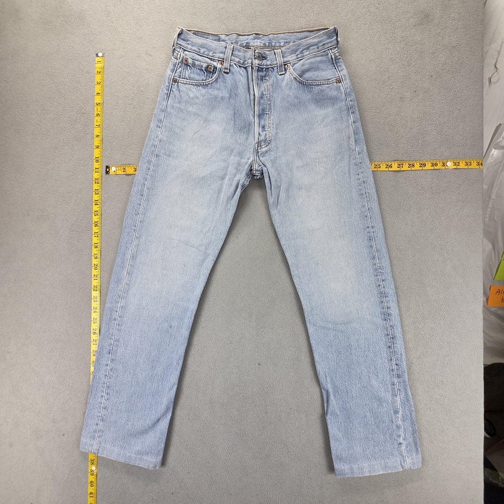 VTG Levis 501 Jeans Mens Blue Regular Straight Light Wash Button Fly Fits 26x29